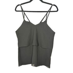 Love Riche Sexy Strappy Jet Black Tiered Flowy Layer Vneck Cami Top Blouse S